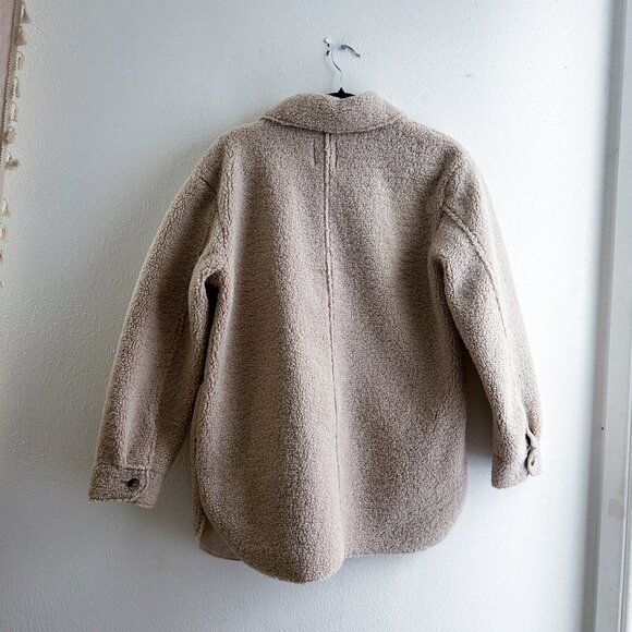 JOIE Biege Cream Sherpa Oversized Lined Teddy Jacket SZ S - Picture 9 of 9